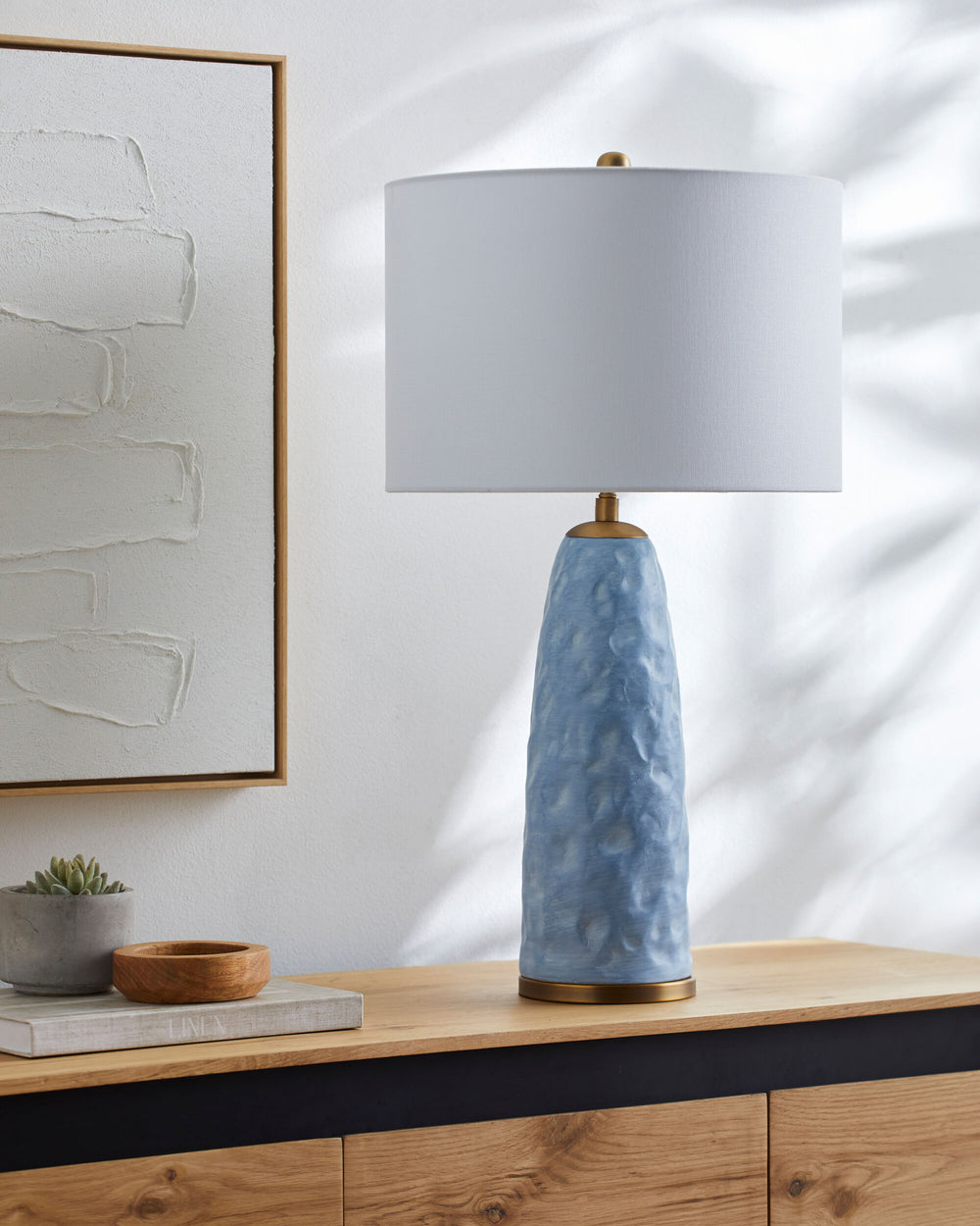 Aqua Bliss Accent Table Lamp, styled in a room