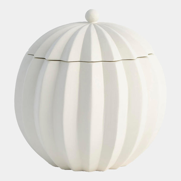 Spicchi Line Lidded Bowl in Matte White, product view