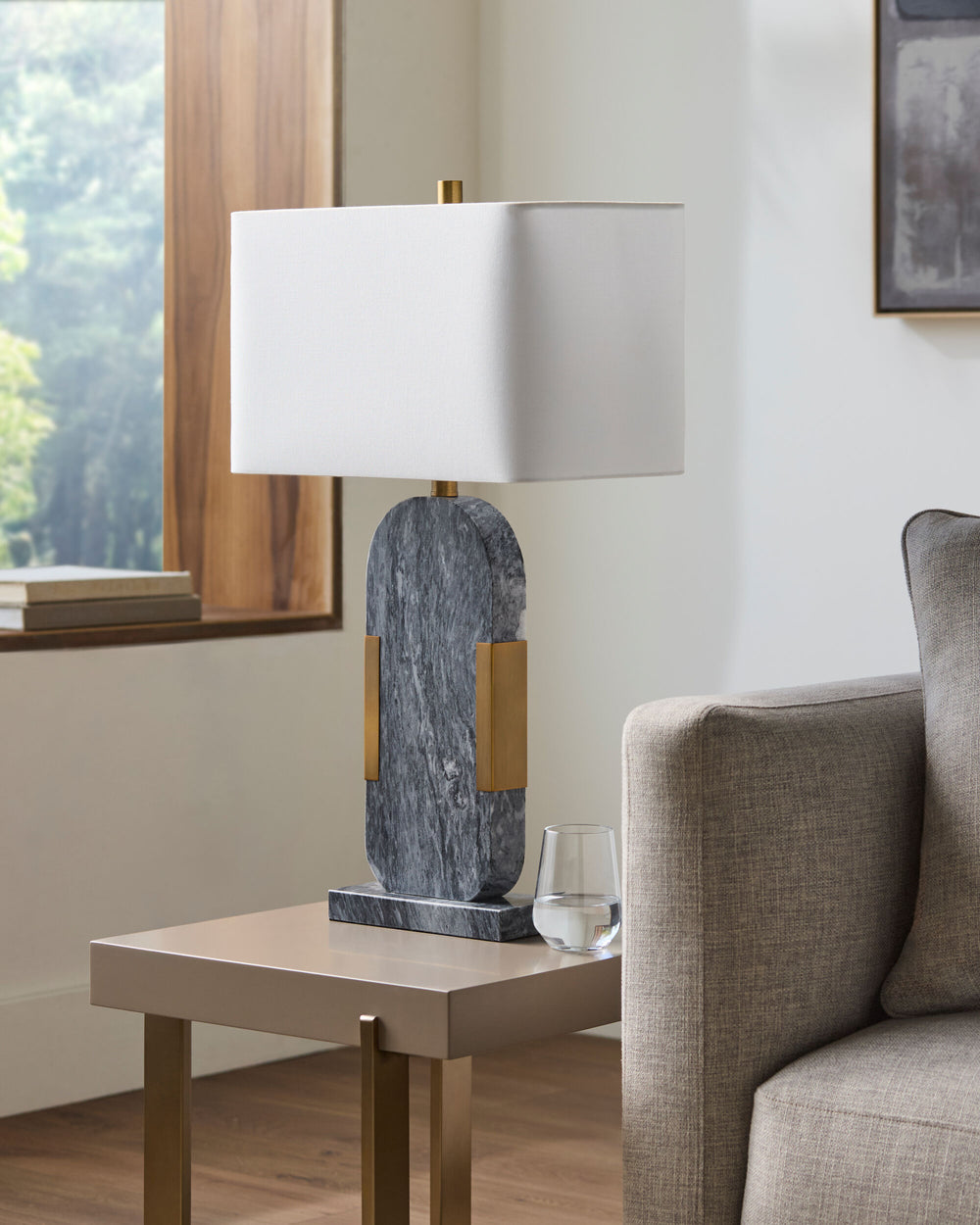Auroria Accent Table Lamp, styled in a room