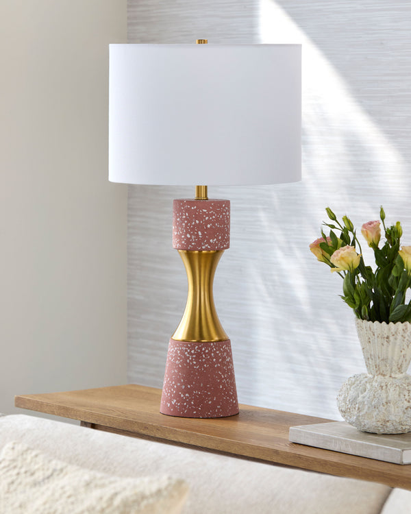 Arroyo Accent Table Lamp in red, styled in a room