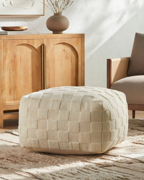 Blanco Pouf, styled in a room