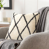 Benisouk Accent Pillow BES-002 in Cream, styled in a room