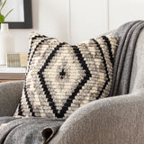 Benisouk Accent Pillow BES-003 in Black, styled in a room