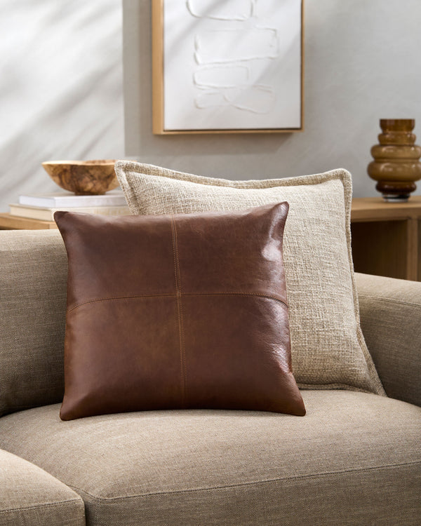 Barrington Accent Pillow BGN-001 in Brown, styled in a room