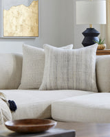 Boulder Accent Pillow BLD-002 in Light Grey, styled in a room