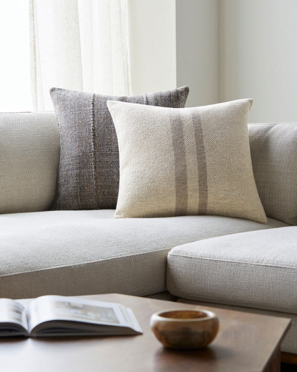 Brett Accent Pillow BOBT-002 in Ivory, styled in a room