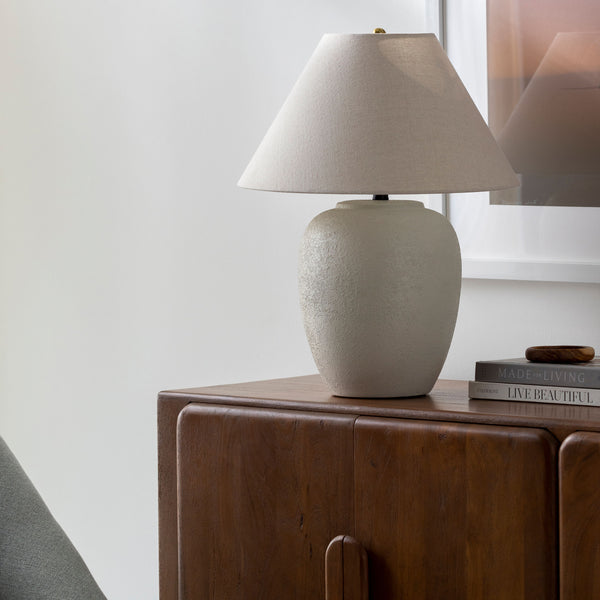 Bastille Accent Table Lamp in white, styled in a room