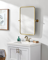 Burnish Accent Mirror BUN-002 in Gold, styled in a room