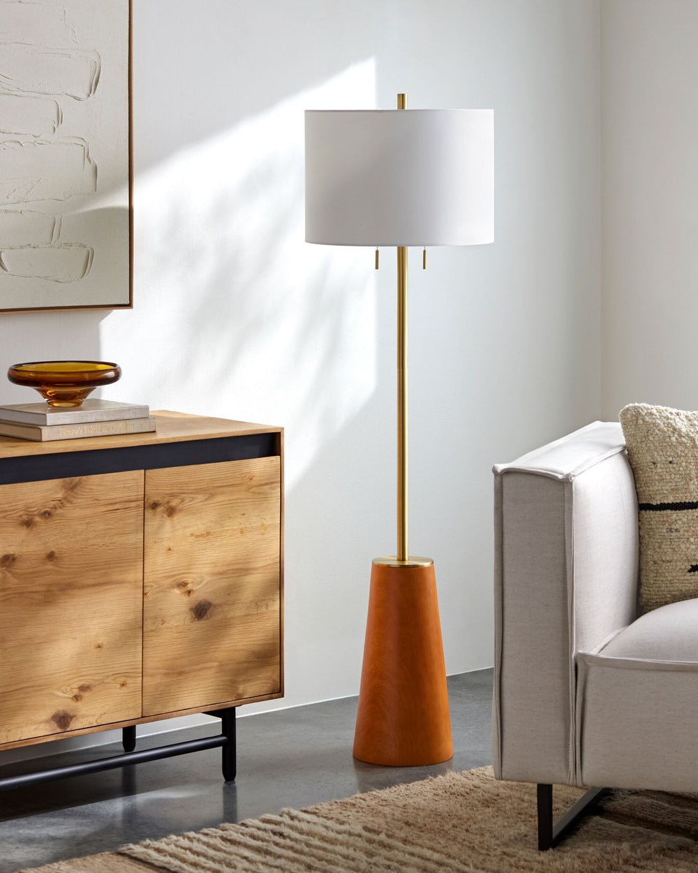Beyla Accent Floor Lamp, styled in a room