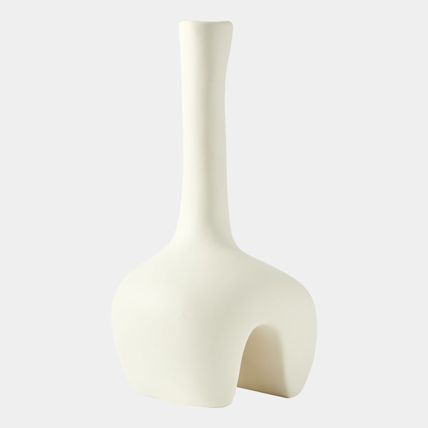 Adama Vase in White, short size, product view
