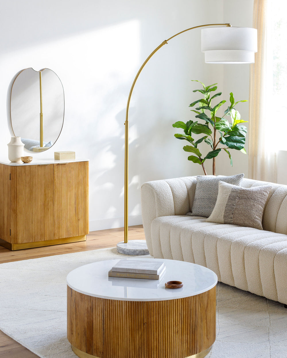 Caldas Accent Floor Lamp, styled in a room