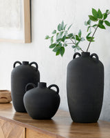 Acanceh Vase CCH-003 in Black, styled in a room