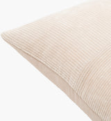 Corduroy Quarters Accent Pillow CDQ-001 in Light Beige, corner detail