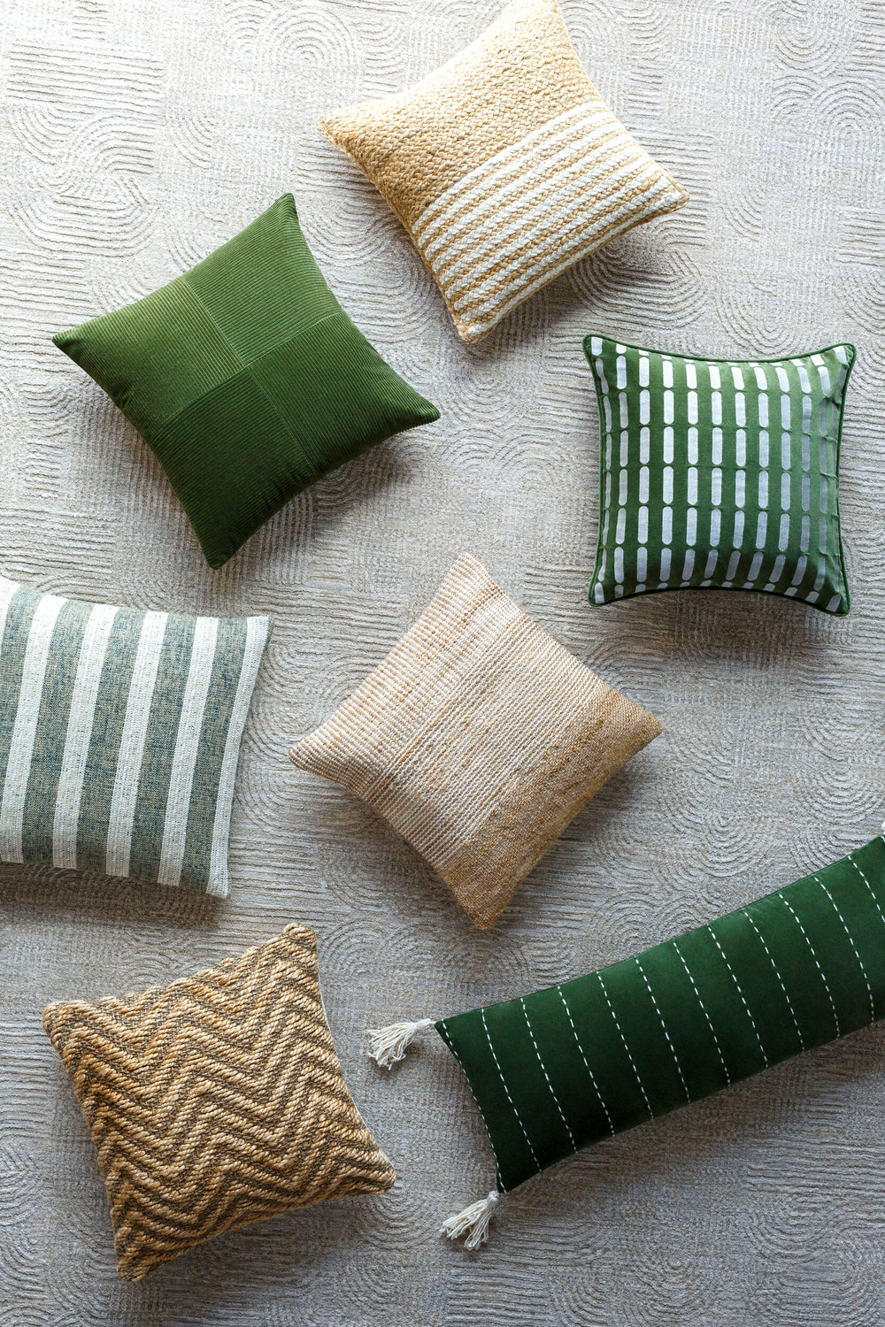 Corduroy Quarters Accent Pillow CDQ-004 in Olive, styled in a room