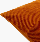 Corduroy Quarters Accent Pillow CDQ-006 in Rust, corner detail