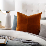 Corduroy Quarters Accent Pillow CDQ-006 in Rust, styled in a room