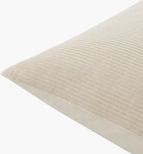Corduroy Quarters Accent Pillow CDQ-009 in Beige, corner detail
