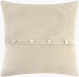 Corduroy Quarters Accent Pillow CDQ-009 in Beige, front view