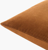Corduroy Quarters Accent Pillow CDQ-016 in Burnt Sienna, corner detail
