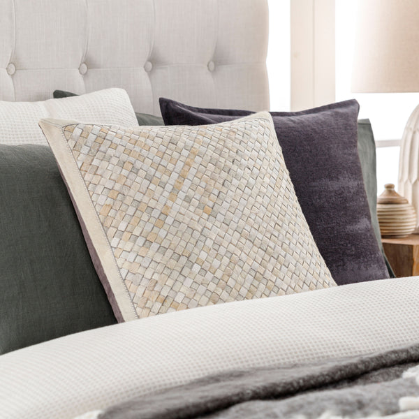 Cesta Accent Pillow CES-002 in White, styled in a room