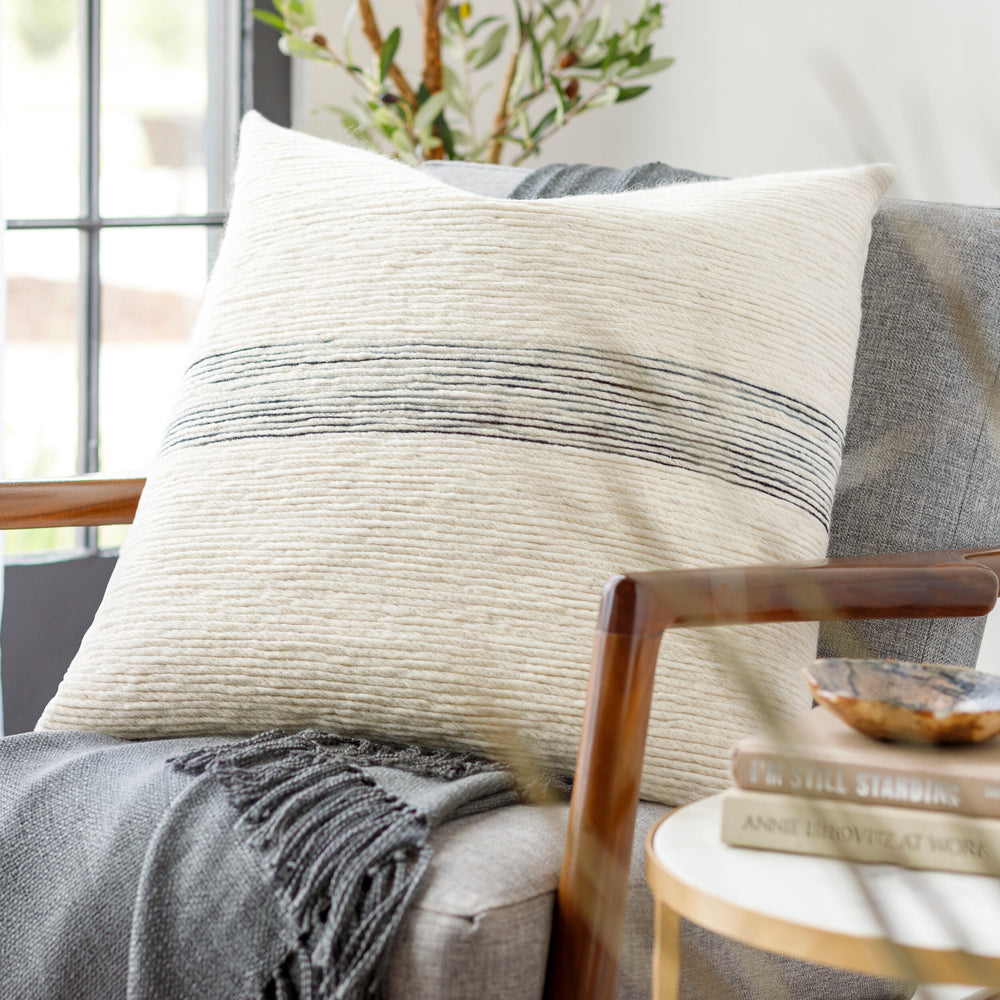 Carine Accent Pillow CIE-002 in Ivory, styled in a room