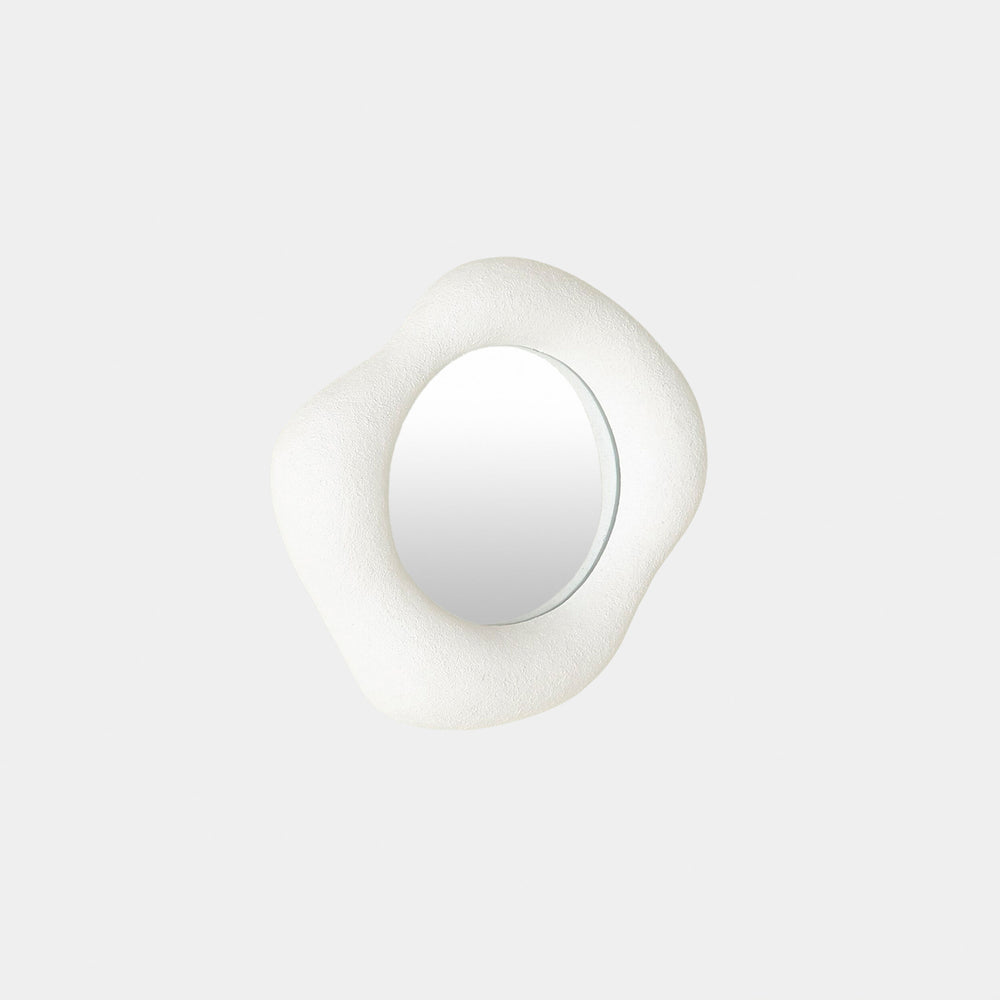 Amorphous Mirror in White, small pebble size, product view