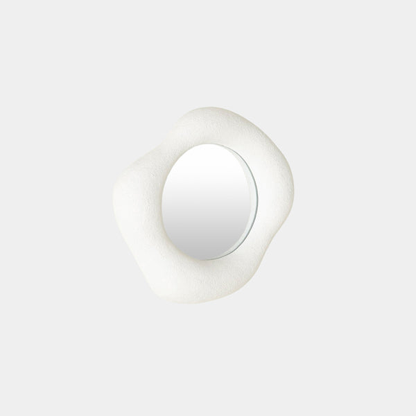 Amorphous Mirror in White, small pebble size, product view