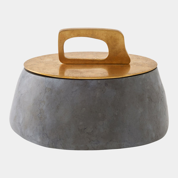 Bocal Lidded Pot in Graffito Marble, rectangle size, product view