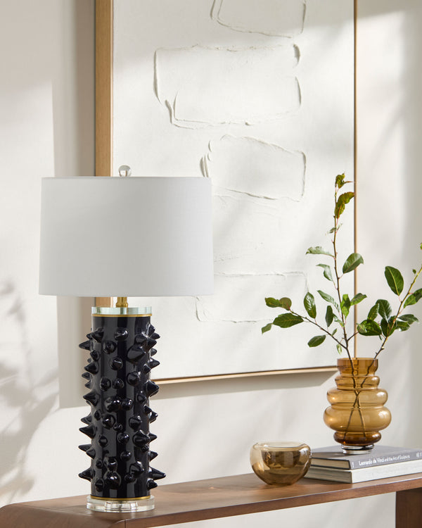Canary Accent Table Lamp in black, styled in a room