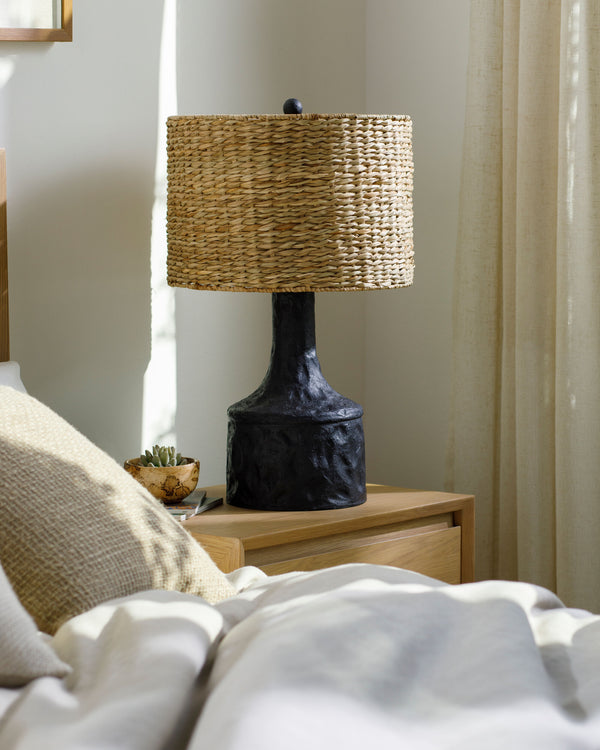 Conway Accent Table Lamp CNW-003 in black, styled in a room