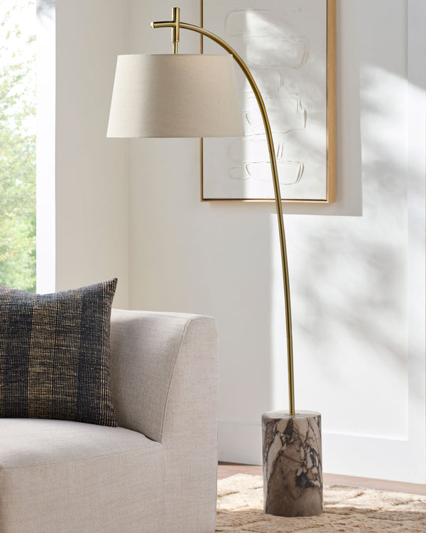 Cadenza Accent Floor Lamp CNZ-002 in gold, styled in a room