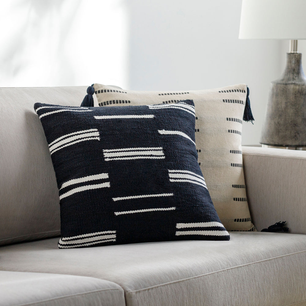 Carlton Accent Pillow CRL-006 in Black, styled in a room