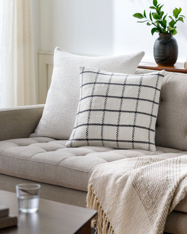 Charmaine Accent Pillow CRM-001 in Ivory, styled in a room