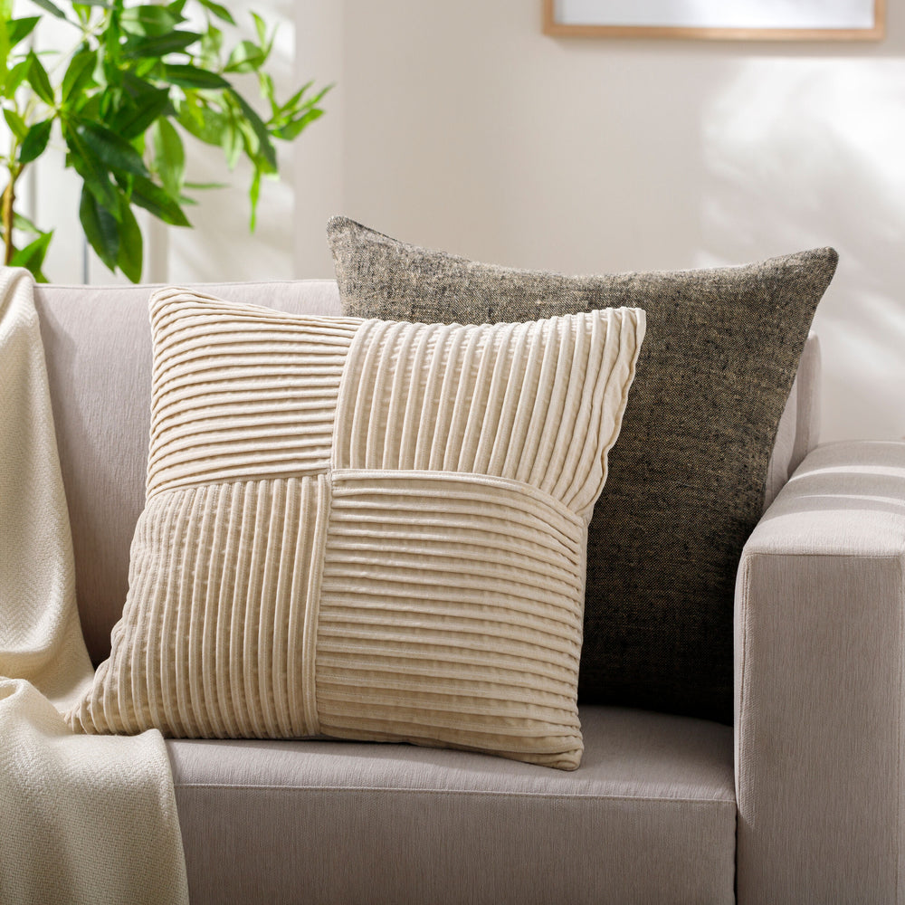 Conrad Accent Pillow CRN-005 in Ivory, styled in a room