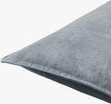Cotton Velvet Accent Pillow CV-003 in Charcoal, corner detail