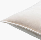 Cotton Velvet Accent Pillow CV-005 in Light Beige, corner detail