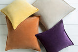 Cotton Velvet Accent Pillow CV-005 in Light Beige, styled in a room