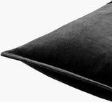Cotton Velvet Accent Pillow CV-012 in Black, corner detail