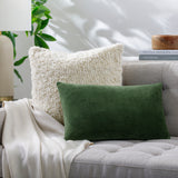 Cotton Velvet Accent Pillow CV-063 in Olive Green, styled in a room