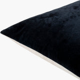 Cotton Velvet Accent Pillow CV-074 in Black, corner detail