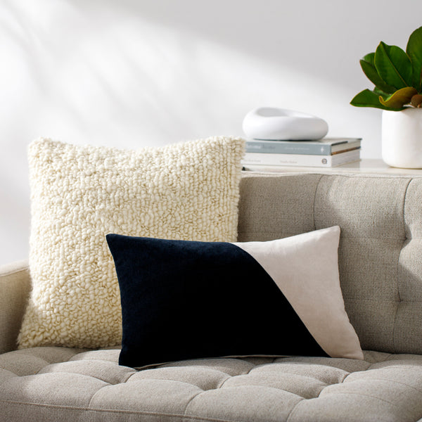 Cotton Velvet Accent Pillow CV-074 in Black, styled in a room