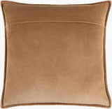 Cotton Velvet Accent Pillow CV-100 in Camel, back view