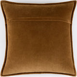 Cotton Velvet Accent Pillow CV-101 in Camel, back view