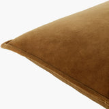 Cotton Velvet Accent Pillow CV-101 in Camel, corner detail
