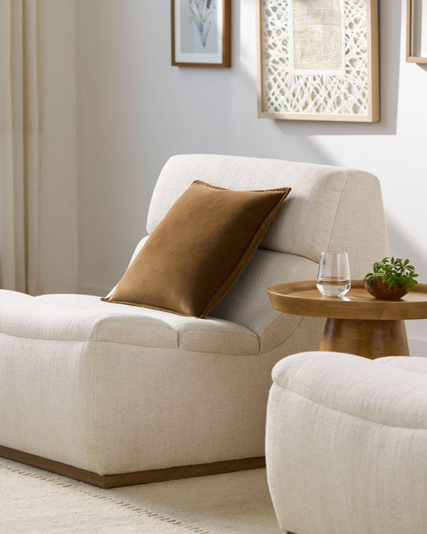 Cotton Velvet Accent Pillow CV-101 in Camel, styled in a room
