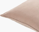Cotton Velvet Accent Pillow CV-102 in Beige, corner detail
