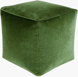 Cotton Velvet Pouf CVPF-018 in Forest Green, front view