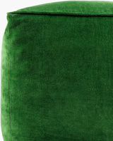 Cotton Velvet Pouf CVPF-018 in Forest Green, corner detail