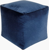 Cotton Velvet Pouf CVPF-019 in Midnight Blue, front view