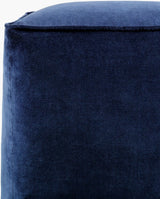 Cotton Velvet Pouf CVPF-019 in Midnight Blue, corner detail